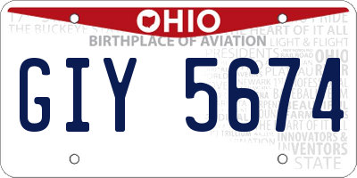 OH license plate GIY5674