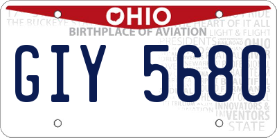 OH license plate GIY5680