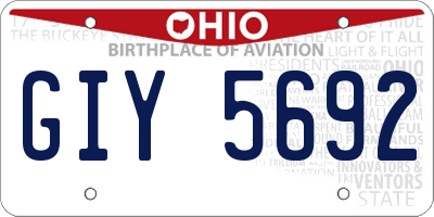 OH license plate GIY5692