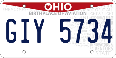 OH license plate GIY5734