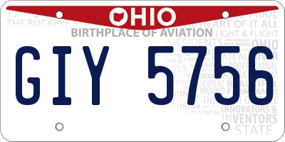 OH license plate GIY5756