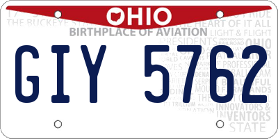 OH license plate GIY5762