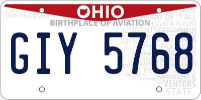 OH license plate GIY5768