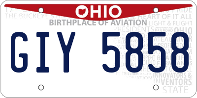 OH license plate GIY5858