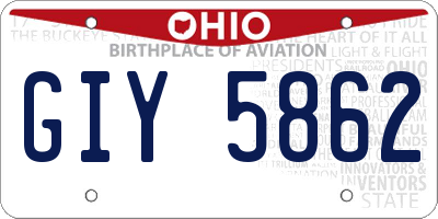 OH license plate GIY5862