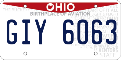 OH license plate GIY6063