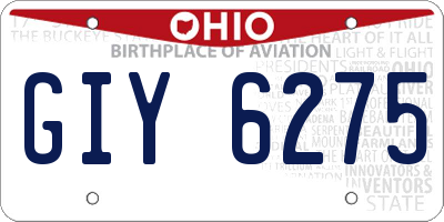 OH license plate GIY6275