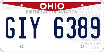 OH license plate GIY6389