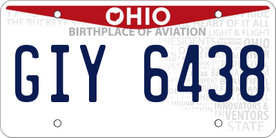 OH license plate GIY6438