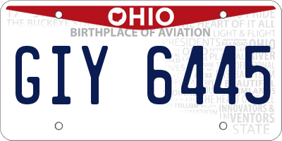 OH license plate GIY6445
