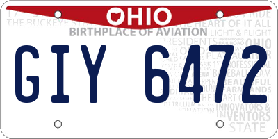 OH license plate GIY6472