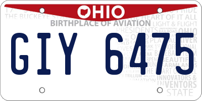 OH license plate GIY6475