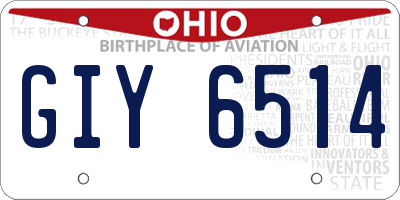 OH license plate GIY6514