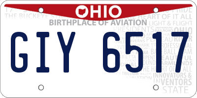 OH license plate GIY6517