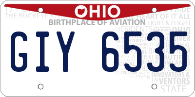 OH license plate GIY6535