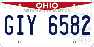 OH license plate GIY6582