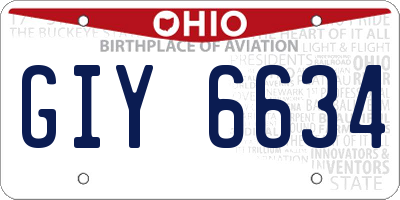 OH license plate GIY6634