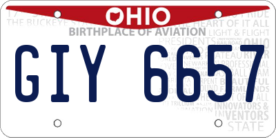 OH license plate GIY6657