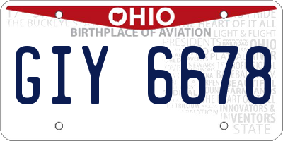 OH license plate GIY6678