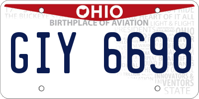 OH license plate GIY6698