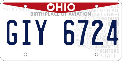 OH license plate GIY6724