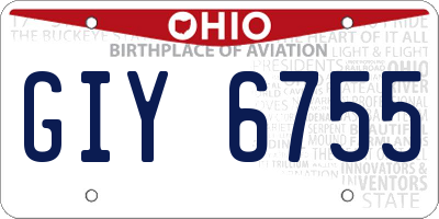 OH license plate GIY6755