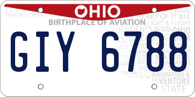 OH license plate GIY6788