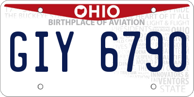 OH license plate GIY6790