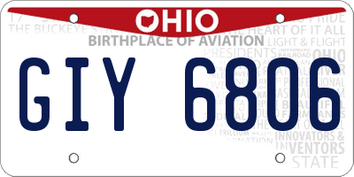 OH license plate GIY6806