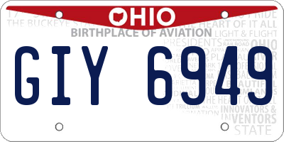 OH license plate GIY6949