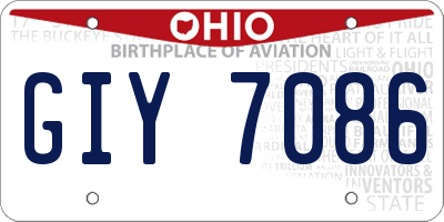 OH license plate GIY7086
