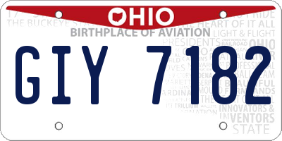 OH license plate GIY7182