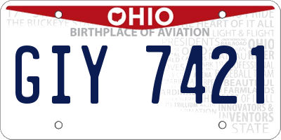 OH license plate GIY7421