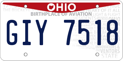 OH license plate GIY7518