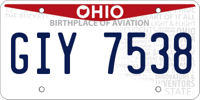 OH license plate GIY7538