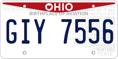 OH license plate GIY7556