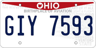 OH license plate GIY7593