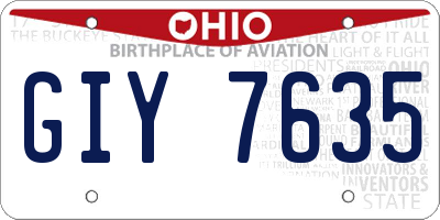 OH license plate GIY7635