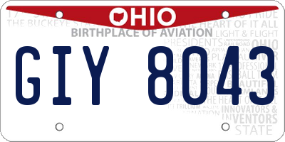 OH license plate GIY8043