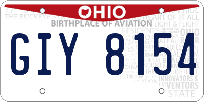 OH license plate GIY8154