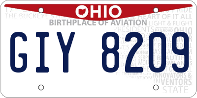 OH license plate GIY8209