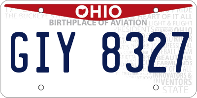 OH license plate GIY8327