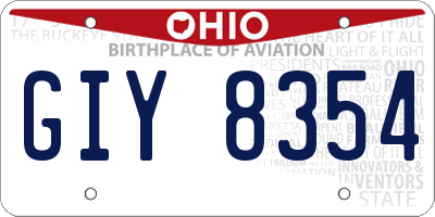 OH license plate GIY8354