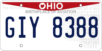 OH license plate GIY8388