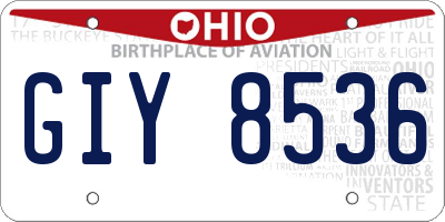 OH license plate GIY8536