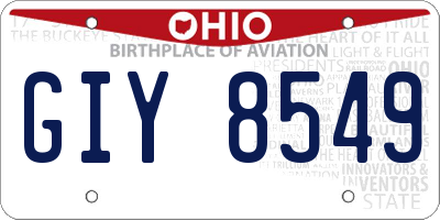 OH license plate GIY8549