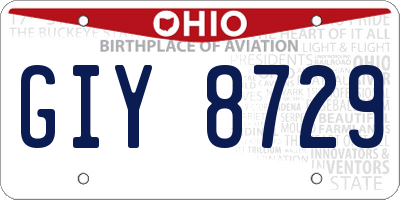 OH license plate GIY8729