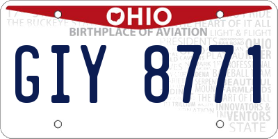 OH license plate GIY8771