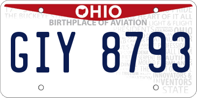 OH license plate GIY8793