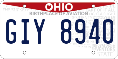 OH license plate GIY8940